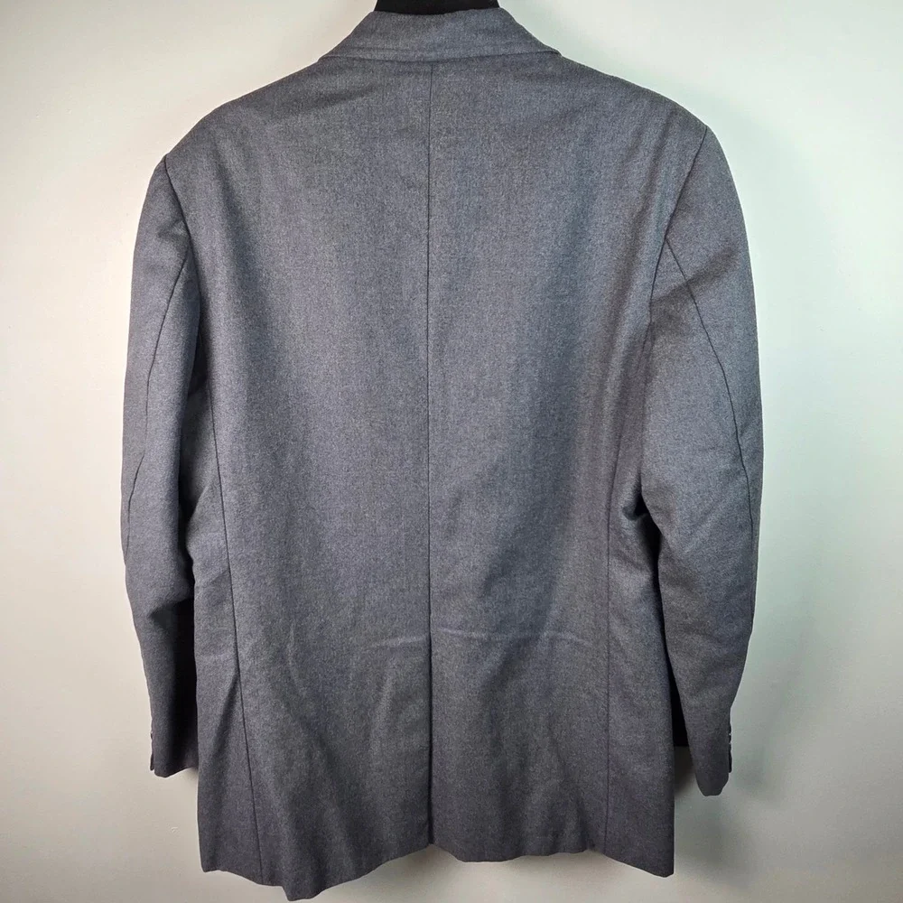 Victor of Hong Kong Blazer Mens 46 Grey Excellent Wool Paisley Lining Vintage